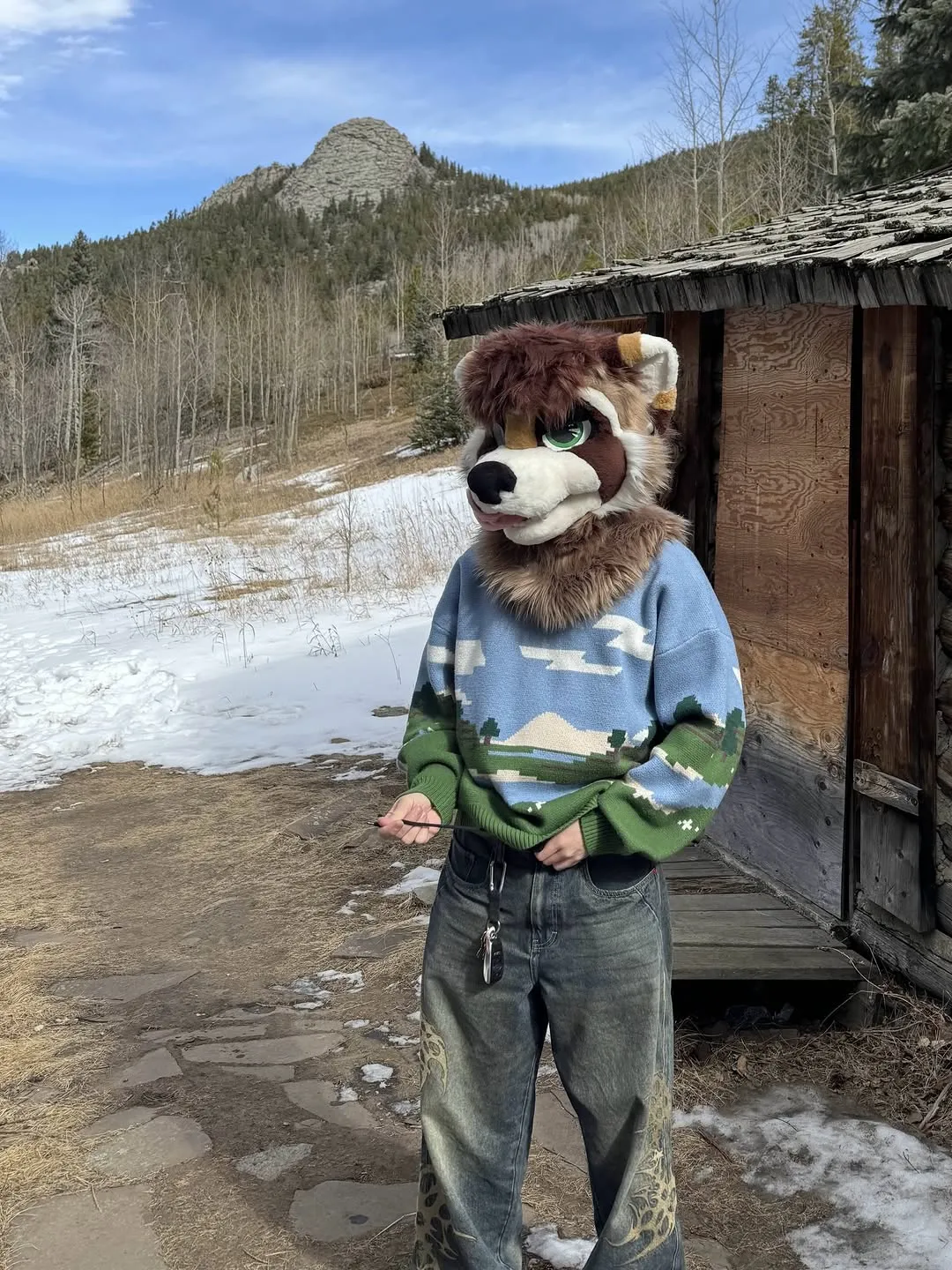 Photo by spoon on February 12, 2026. May be an image of pine marten, wolf, bear, costume, fur and text.
