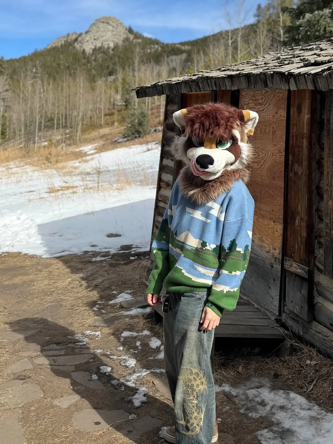 Photo by spoon on February 12, 2026. May be an image of wolf, costume, headdress, fur and text.