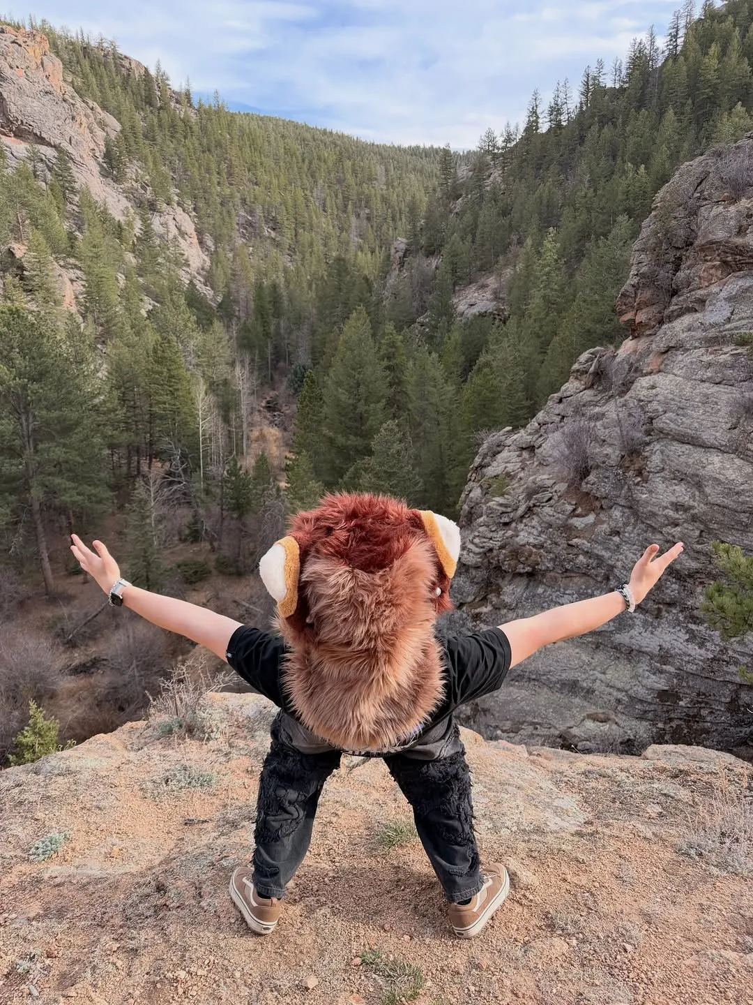 Photo by spoon on April 09, 2026. May be an image of climbing, lion, headdress, Mount Rushmore and text.